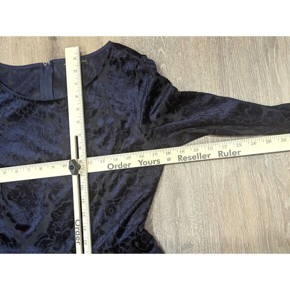 City Triangles Dress Large Blue Velvet Burnout Y2K - Picture 4 of 9